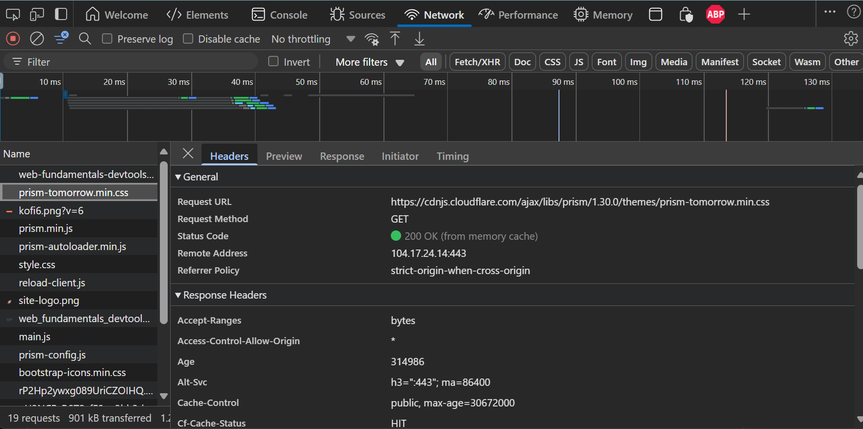 DevTools Network Panel