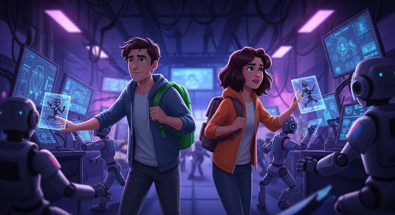 Tommy and Gina are searching for a particular robot